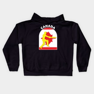 Canada Cricket Batsman Canada Flag Kids Hoodie